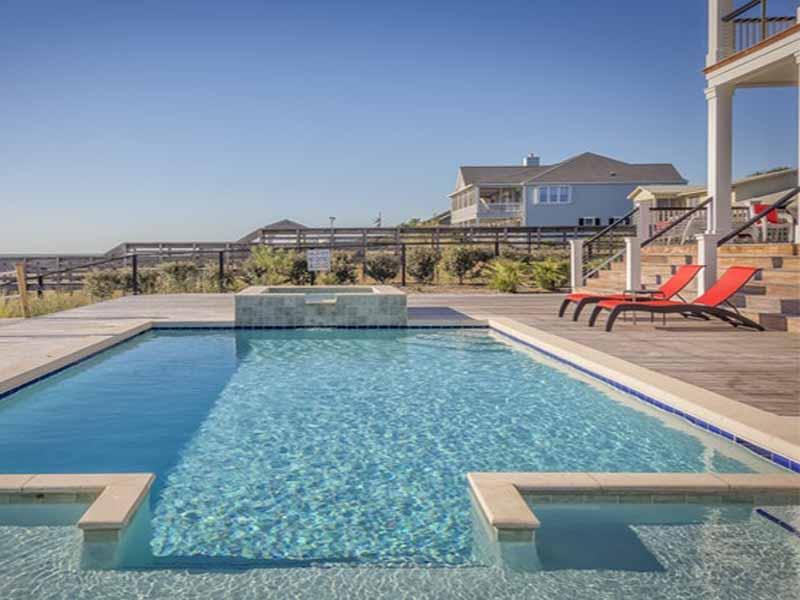 A sparkling backyard pool